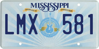 MS license plate LMX581