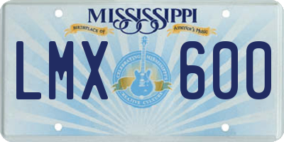 MS license plate LMX600