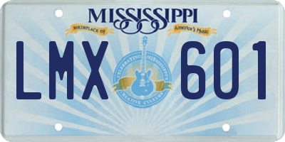 MS license plate LMX601