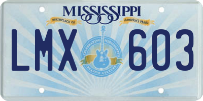 MS license plate LMX603