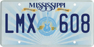 MS license plate LMX608