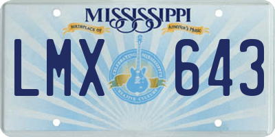 MS license plate LMX643