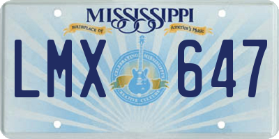 MS license plate LMX647