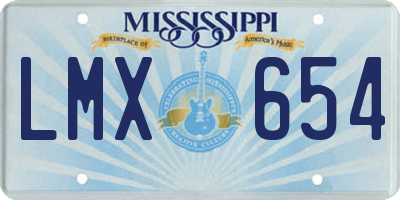 MS license plate LMX654