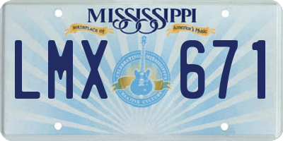 MS license plate LMX671