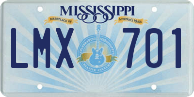 MS license plate LMX701