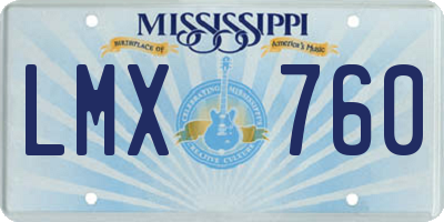 MS license plate LMX760