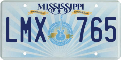 MS license plate LMX765