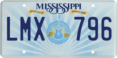 MS license plate LMX796