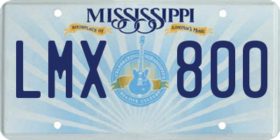 MS license plate LMX800