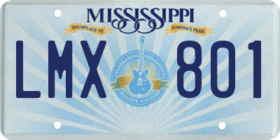 MS license plate LMX801