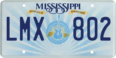 MS license plate LMX802