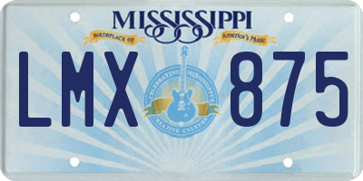 MS license plate LMX875