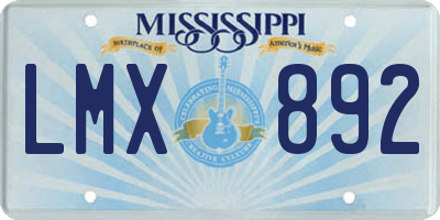 MS license plate LMX892