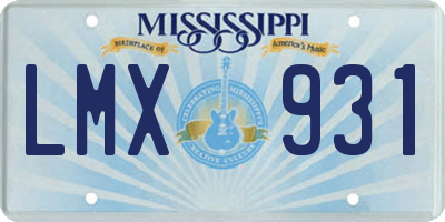 MS license plate LMX931
