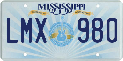 MS license plate LMX980