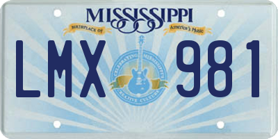 MS license plate LMX981