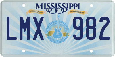 MS license plate LMX982