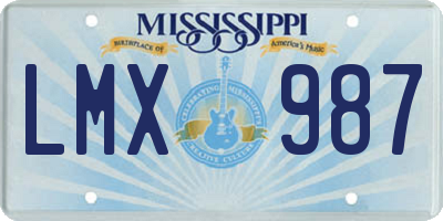MS license plate LMX987