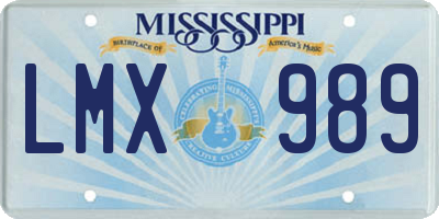 MS license plate LMX989