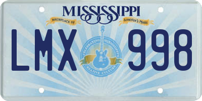 MS license plate LMX998