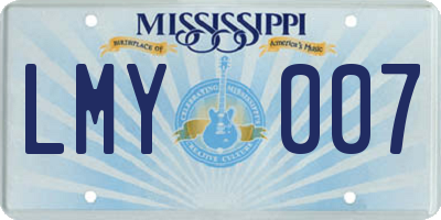 MS license plate LMY007