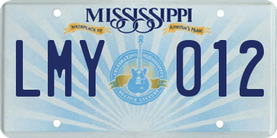 MS license plate LMY012