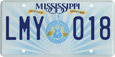 MS license plate LMY018