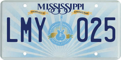 MS license plate LMY025