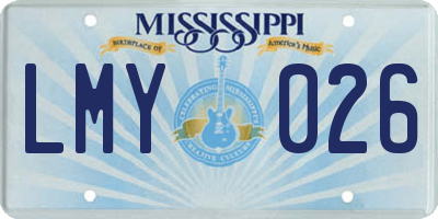 MS license plate LMY026