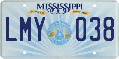 MS license plate LMY038