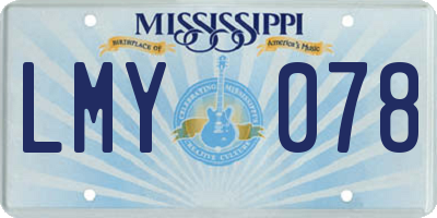 MS license plate LMY078