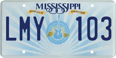 MS license plate LMY103