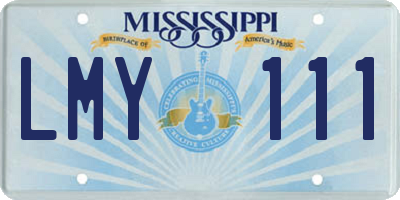 MS license plate LMY111