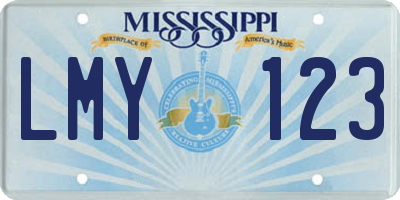 MS license plate LMY123