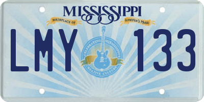 MS license plate LMY133