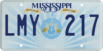 MS license plate LMY217