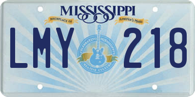 MS license plate LMY218