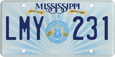 MS license plate LMY231
