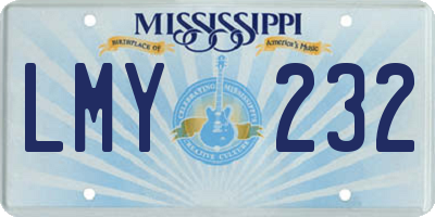 MS license plate LMY232