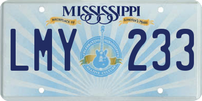 MS license plate LMY233