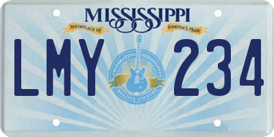 MS license plate LMY234