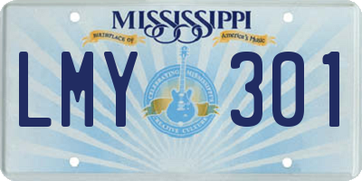 MS license plate LMY301