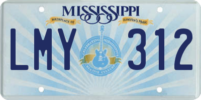MS license plate LMY312
