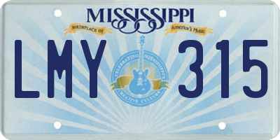 MS license plate LMY315