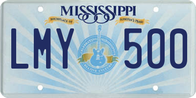 MS license plate LMY500