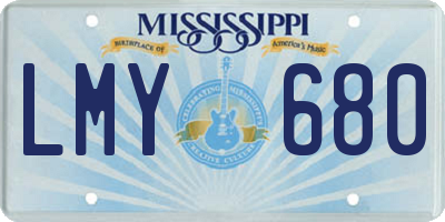 MS license plate LMY680