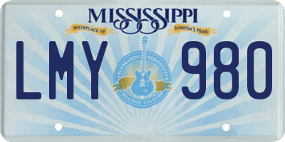 MS license plate LMY980