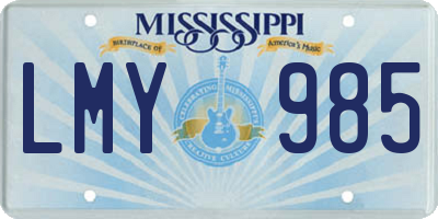 MS license plate LMY985