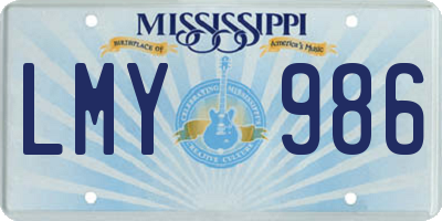 MS license plate LMY986